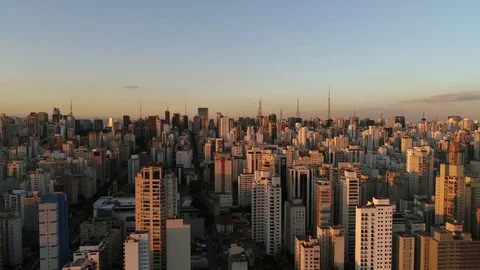 Flying over Sao Paulo buildings in Brazil, South America Stock Footage