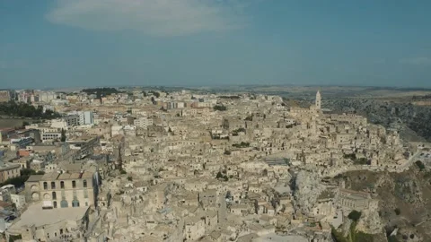 Flying over Sassi di Matera in Basilicata, Italy 4K Stock Footage 162909913
