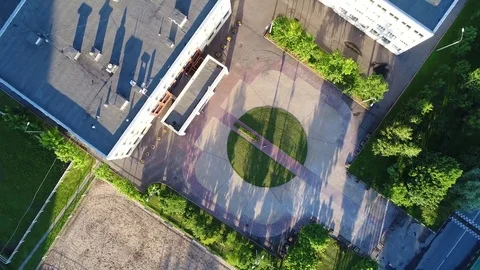Flying over the school Stock Footage 80997614