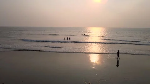 Flying over sea during sunset Video stock 156534775