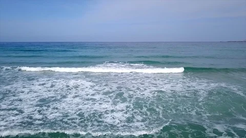 Flying Over Sea With Waves Видео 109340129