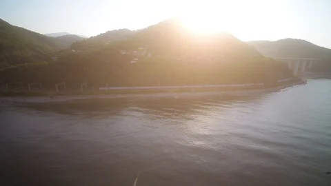 Flying over the seashore of a Russian resort Stock Footage 101175175