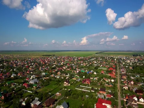 Flying over the settlement. Stock Footage 77749519