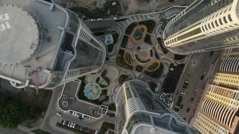 Flying over skyscrapers Stock Footage 155077158