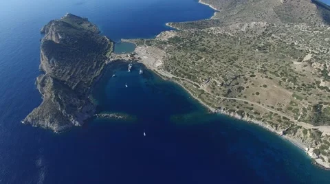 Flying over a small bay Knidos. Stock Footage 56244436