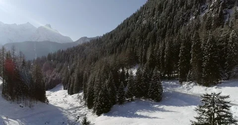 Flying over a small bridge in the mountain Stockbeeldmateriaal 92545033