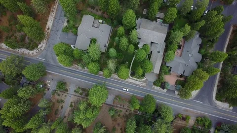 Flying Over Small North Lake Tahoe Town Stock Footage 81008989