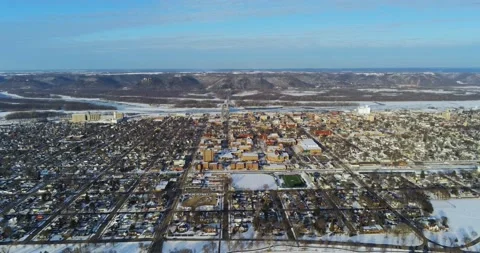 Flying Over Small Town During Winter 库存影片 148123578