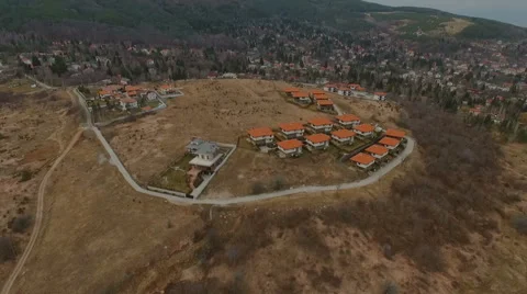 Flying over small Village Stock Footage 61419277