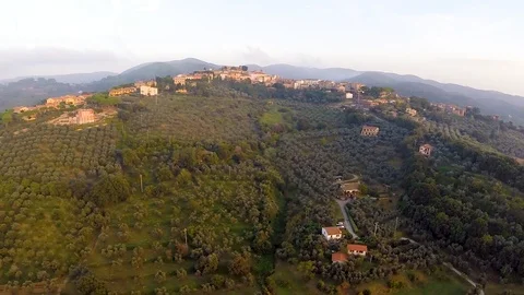 Flying over a small village Stock Footage 93160296