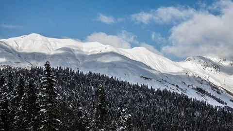 Flying Over Snow Covered Mountains. 스톡 동영상 83624645