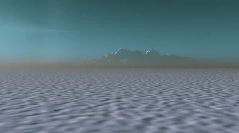 Flying over snow-covered surface of planet orbiting white dwarf star Stock Footage 52002854