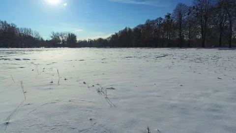 Flying over the snow at low altitude. Aerial view Stock Footage 70644994