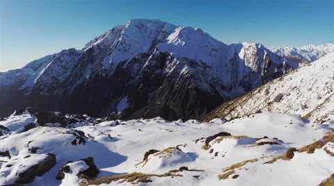 Flying over snow on mountain. Stock Footage 49826099