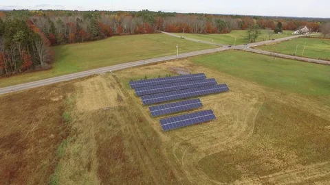 Flying Over a Solar Panel Array Stock Footage 97959332