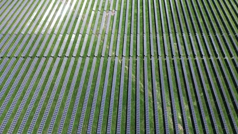 Flying over solar panels farm Stock Footage 334906562