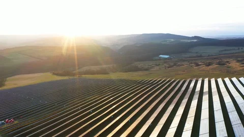 Flying over solar panels.Drone view. Stock Footage 124550702
