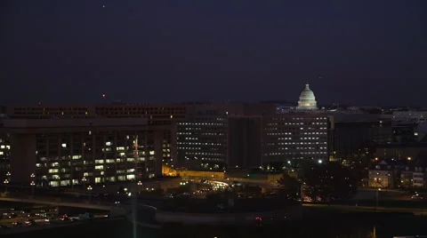 Flying over Southwest Freeway toward Mandarin Oriental Hotel in Washington DC at Stock Footage 59192134