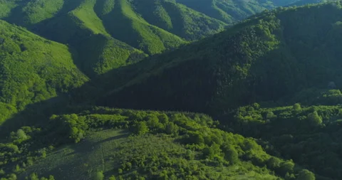 Flying over spring meadows and pastures high in the mountains Stock Footage 130718761