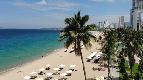 Flying over the square of the city of Nha Trang Stock Footage 100187282