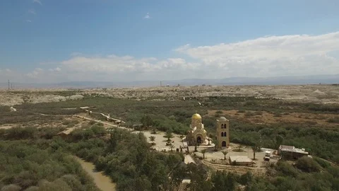Flying over St. John the Baptist Church. Jordan River. DJI-0001-01 스톡 동영상 106230200