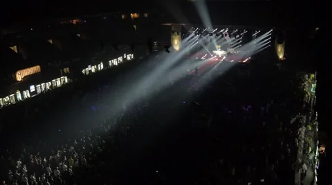 Flying over the stage and spectators at the concert. 動画素材 48702420