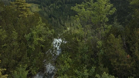 Flying over a steep waterfall in Austria Stock Footage 101903633