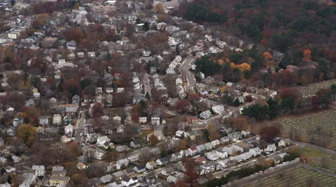 Flying over suburbs south of Boston. Shot in 2011. Stock Footage 59249501