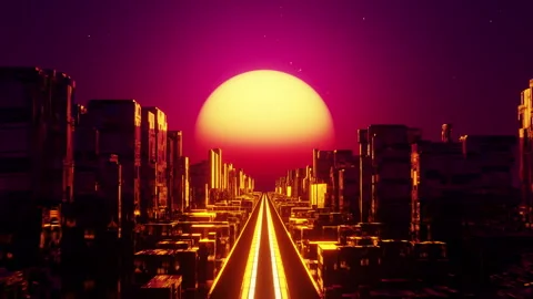  Flying Over the Sunset City Loop  Stock Footage 296818343