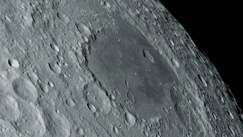 Flying over the surface of the Moon Stock Footage 200198114