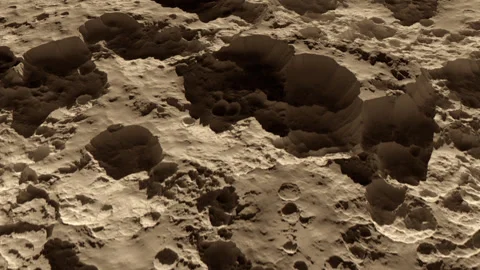 Flying over the surface of a moon-like Planet. High quality seamless loop. Stock Footage 319864751