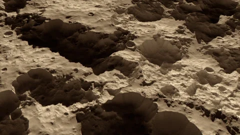 Flying over the surface of a moon-like Planet. High quality seamless loop. Stock Footage 319902982