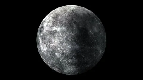 Flying over the surface of the planet Mercury, computer generated. 3d rendering 库存插图