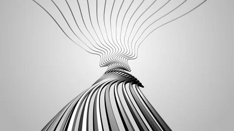 Flying Over Сurvature Abstract Dynamic Wave Lines 3d Background Stock-Footage 101979230