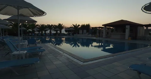 Flying over swimming pool Video stock 60769969