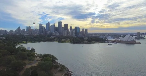 Flying over Sydney harbor at sunset | Aerial Australia 4K Stock Footage 86496400