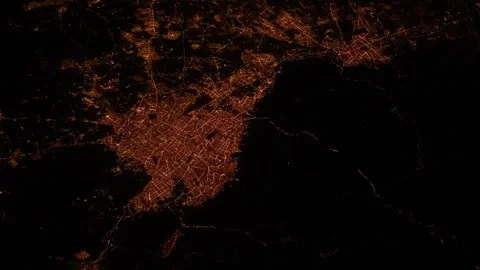 Flying over Tehran night lights view from space Stock Footage 329138673
