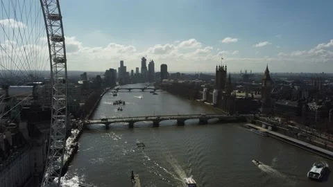 Flying over the Thames river Stock Footage 172226305