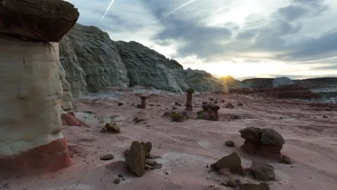 Flying Over Toadstool Hoodoos In Kanab, Utah, United States - Drone Shot 動画素材 277243150
