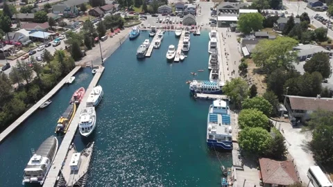 Flying over Tobermory Stock Footage 143107347