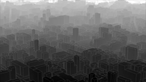 Flying over toon city - Loop able Stock Footage 98405078