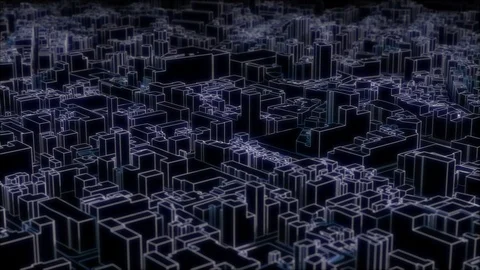 Flying over toon city - Loop able Stock Footage 98405468
