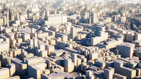 Flying over toon city - Loop able Video stock 98405737