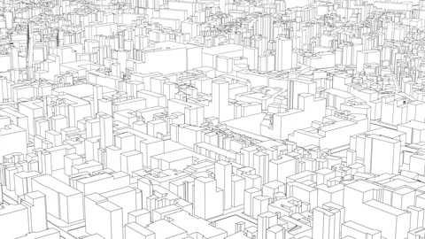 Flying over toon city - Loop able Video stock 98406100