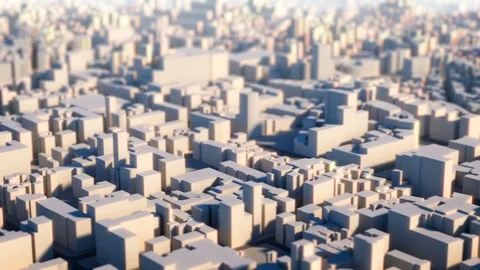 Flying over toon city - Loop able Video stock 98406832