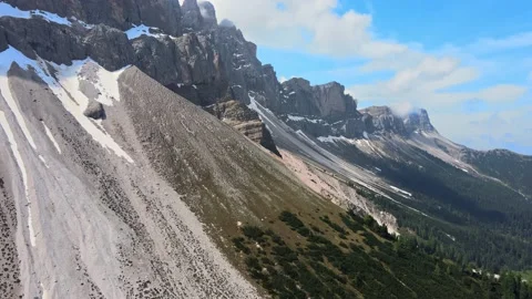 Flying over the top of the Odle Mountains Stock Footage 156209835