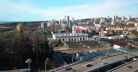 Flying over the train station Sochi Vidéo 98367699