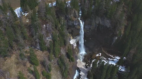 Flying over trees and waterfall Stock Footage 49696144