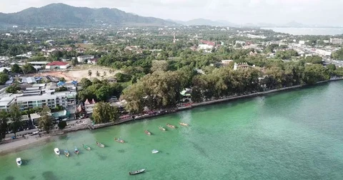 Flying over the tropical beach from above Stock Footage 88530408