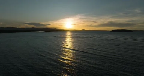 Flying over the Tropical Island with sunset. Stock Footage 244699228